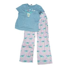 Munki Munki Star Wars Slumber Baby Yoda Grogu Ice Cream Pajama Womens M/L